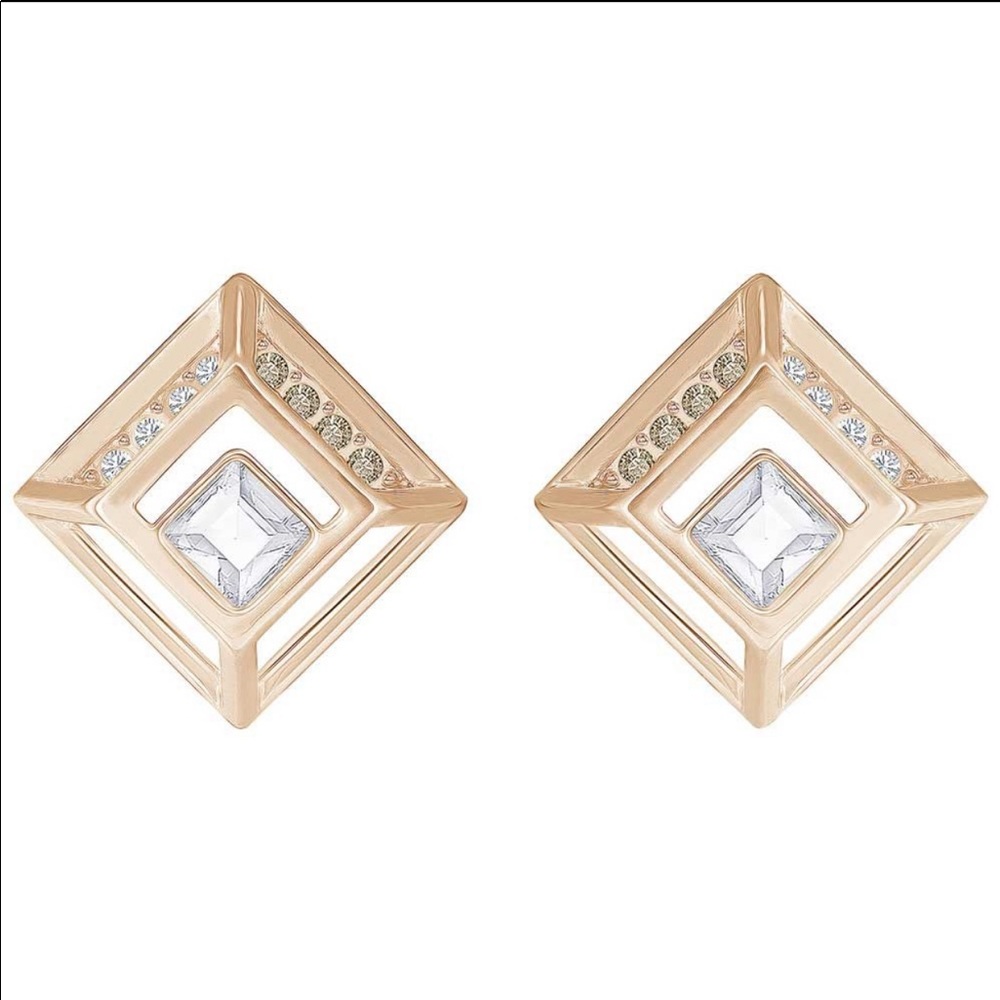 Swarovski Rose Gold Hillock Square Pierced Earring